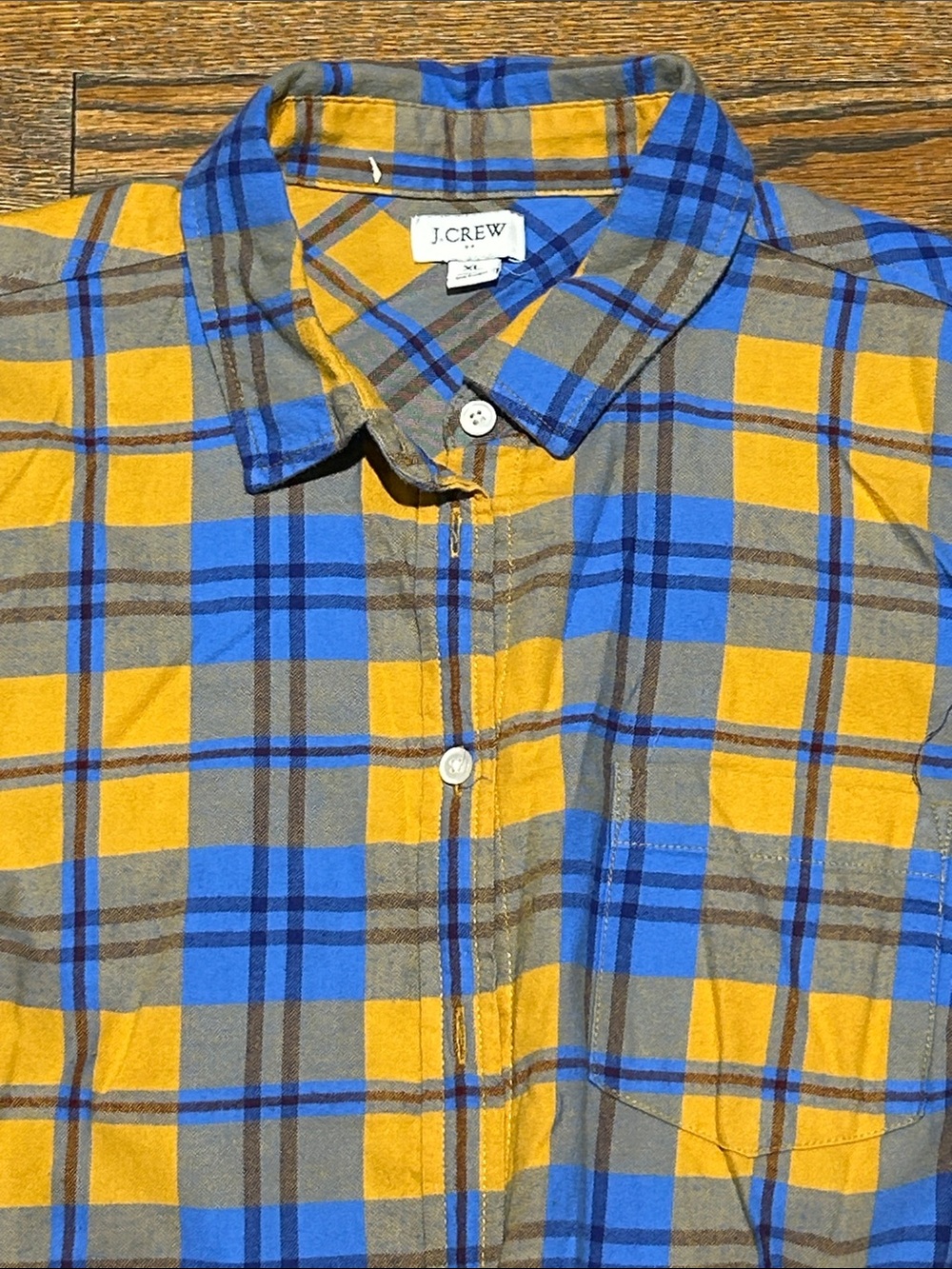 J. Crew Blue and Yellow Plaid Button-Down Shirt - Picture 3 of 6
